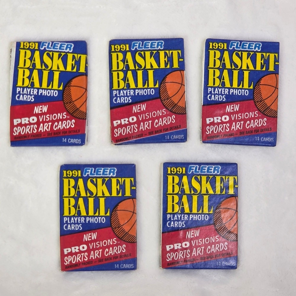 Lot of 5 1991 Fleer NBA Basketball Unopened Wax Packs Jordan